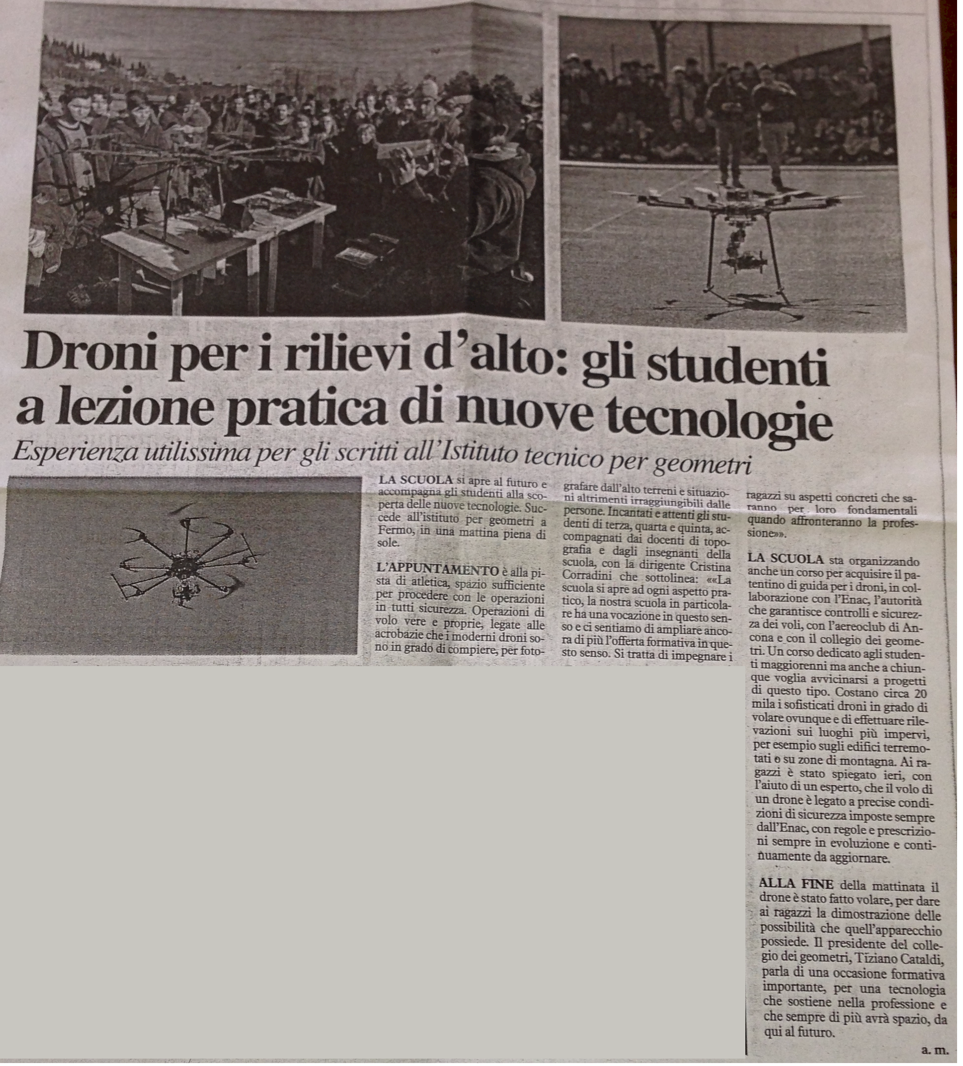 Droni: gli studenti a lezione pratica di nuove tecnologie