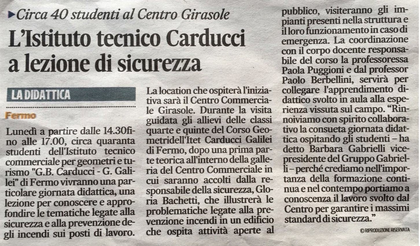 L'ITET Carducci-Galilei di Fermo a lezione di sicurezza