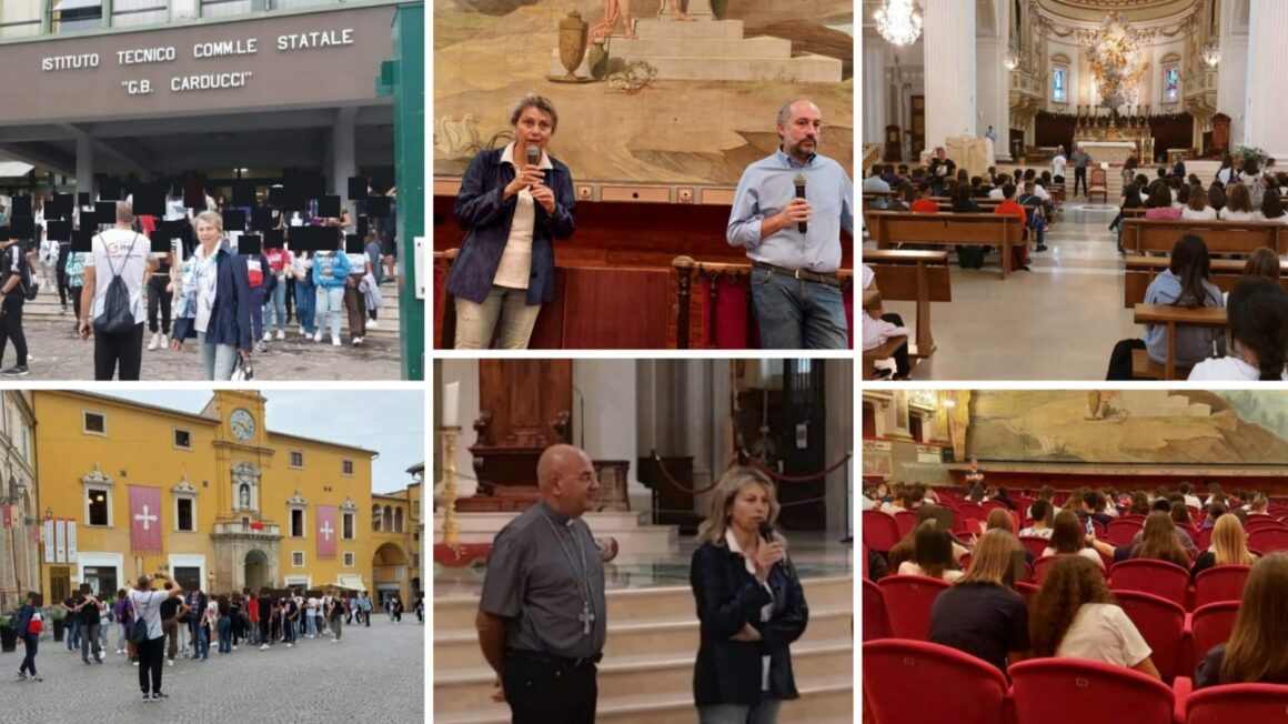 Le matricole dell’Itet Carducci-Galilei alla scoperta di Fermo. Gli auguri del vescovo Pennacchio e del sindaco Calcinaro (Video e Foto)